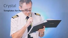  Presentation with airline - Presentation design consisting of airline-pilot-wearing-shirt background and a light blue colored foreground