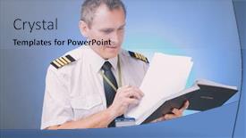  Presentation with airline - Slide set with airline-pilot-wearing-shirt background and a light blue colored foreground