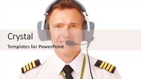  Presentation with airline - PPT theme having aircrews - airline pilot wearing uniform background and a lemonade colored foreground