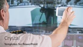  Presentation with airplane pilot - Theme featuring airline-pilot-wearing-uniform background and a light gray colored foreground