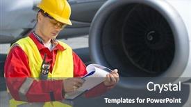  Presentation with airline - PPT theme featuring airline safety engineer going background and a dark gray colored foreground