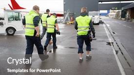  Presentation with airline - Beautiful slides featuring airline staff - rear view of male workers backdrop and a gray colored foreground