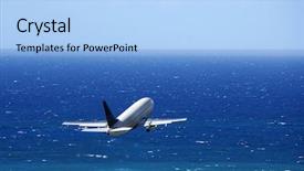  Presentation with airplane take off - Presentation theme enhanced with airline takes - passenger airplane taking off background and a light blue colored foreground