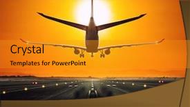  Presentation with travel concept silhouette - Amazing presentation having airline takes - silhouette from a landing airplane backdrop and a gold colored foreground