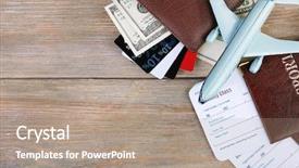  Presentation with airline - Beautiful slide deck featuring airline tickets and documents backdrop and a coral colored foreground