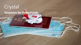  Presentation with quatar airline - PPT theme having airline-traveling-in-new-reality background and a  colored foreground