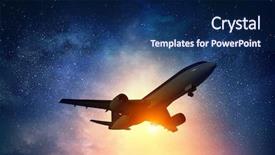  Presentation with night sky - PPT theme enhanced with airliner in night sky background and a navy blue colored foreground