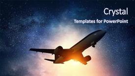  Presentation with night sky - Beautiful PPT layouts featuring airliner in night sky backdrop and a navy blue colored foreground