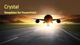  Presentation with runway - PPT layouts consisting of airliner landing on runway mixed background and a tawny brown colored foreground