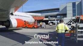  Presentation with airline industry - Presentation theme consisting of airliner waiting in dock background and a tawny brown colored foreground