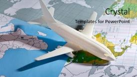  Presentation with maps - PPT theme consisting of airliner with a maps background and a light blue colored foreground