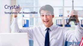  Presentation with travel agency pictures - Slide deck having customer service airlines - sales agent working in travel background and a  colored foreground