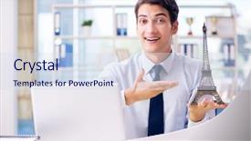  Presentation with sales - Slide deck enhanced with customer service airlines - sales agent working in travel background and a  colored foreground