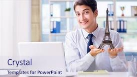  Presentation with travel agency pictures - Slide set consisting of customer service airlines - sales agent working in travel background and a  colored foreground