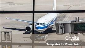  Presentation with passengers - Amazing slides having airlines plane prepares for passengers backdrop and a gray colored foreground