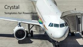  Presentation with passengers - Presentation theme featuring airlines plane prepares for passengers background and a light gray colored foreground