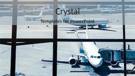  Presentation with passengers - Presentation theme with airlines plane prepares for passengers background and a light blue colored foreground