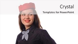  Presentation with flight attendant - Colorful PPT theme enhanced with airlines service - beautiful young flight attendant isolated backdrop and a white colored foreground