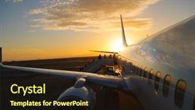  Presentation with airport - Slide deck enhanced with airplane - aircraft in airaircraft in airport background and a wine colored foreground