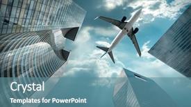  Presentation with france - PPT theme enhanced with airplane - airlane flying over modern glass background and a seafoam green colored foreground