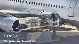  Presentation with cargo - Audience pleasing presentation design consisting of airplane - cargo containers loaded backdrop and a gray colored foreground