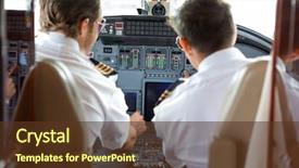  Presentation with airplane pilot - Colorful PPT theme enhanced with airplane - rear view of pilot backdrop and a tawny brown colored foreground