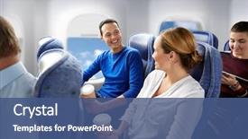  Presentation with air plane - PPT layouts with airplane - transport tourism and air flights background and a ocean colored foreground