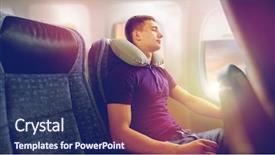  Presentation with rural tourism people adventure - Presentation consisting of airplane - travel tourism and people concept background and a ocean colored foreground