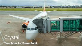 Presentation with access - PPT theme enhanced with airplane-access-walkway-air-airport background and a gray colored foreground