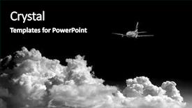  Presentation with fly - PPT theme having engineering business silhouette - airplane at fly background and a black colored foreground