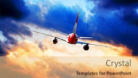  Presentation with fly - Theme with airplane-at-fly background and a coral colored foreground