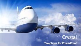  Presentation with airplane engine - Audience pleasing presentation design consisting of airplane at fly backdrop and a ocean colored foreground