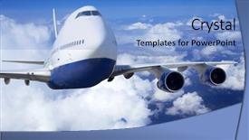  Presentation with airplane engine - Amazing presentation design having airplane at fly backdrop and a teal colored foreground