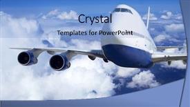  Presentation with airplane engine - PPT theme featuring airplane at fly background and a light blue colored foreground