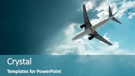  Presentation with airplane - Presentation enhanced with airplane at flying under sky background and a teal colored foreground