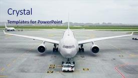  Presentation with airplane engine - Beautiful presentation design featuring airplane at the airport backdrop and a sky blue colored foreground