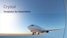  Presentation with airplane - Theme consisting of airplane-at-the-landing-strip background and a teal colored foreground