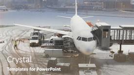  Presentation with airplane night - Presentation theme featuring airplane-before-flight-winter-night background and a gray colored foreground