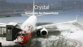  Presentation with airplane night - PPT theme consisting of airplane-before-flight-winter-night background and a gray colored foreground