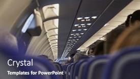  Presentation with cabin - Theme featuring airplane-cabin-interrior-during-flight background and a tawny brown colored foreground