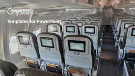  Presentation with cabin - Slide deck having airplane-cabin-interrior-unboarding background and a gray colored foreground