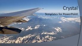  Presentation with altitude - Beautiful presentation theme featuring airplane cockpit - altitude from the aircraft window backdrop and a light blue colored foreground