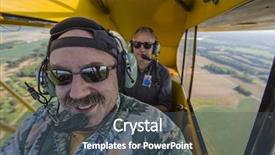  Presentation with aircraft - Theme enhanced with airplane cockpit - flying a vintage aircraft background and a dark gray colored foreground