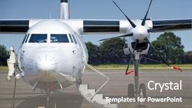  Presentation with aircraft engine - PPT theme enhanced with airplane engine - commercial aircraft seen background and a gray colored foreground