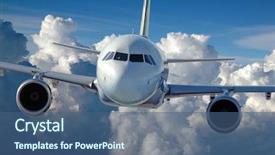  Presentation with airplane engine - Presentation consisting of airplane engine - commercial airliner in flight background and a ocean colored foreground