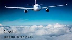  Presentation with clouds - Colorful PPT layouts enhanced with airplane engine - passenger airliner flying backdrop and a  colored foreground