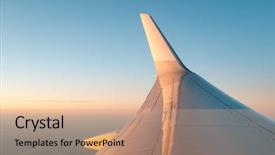  Presentation with plane - Presentation theme having airplane engine - wing of the plane lit background and a coral colored foreground