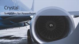  Presentation with airplane engine - Theme enhanced with airplane exterior close up background and a light blue colored foreground