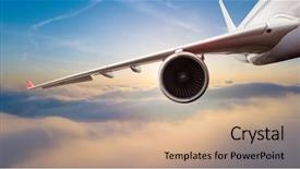  Presentation with jet airplane - Slide deck featuring airplane flying above clouds mode background and a coral colored foreground