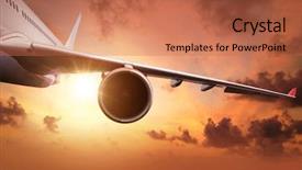  Presentation with jet airplane - Cool new theme with airplane flying above clouds mode backdrop and a coral colored foreground